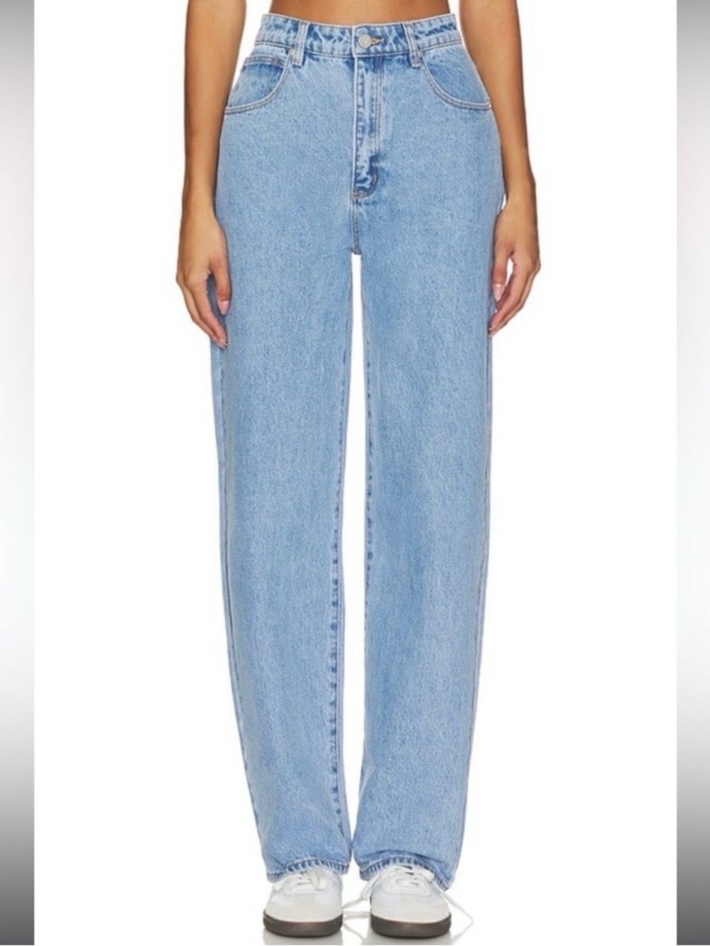 Abrand petite Carrie Straight Leg High-Rise Women’s Jeans in Light Blue